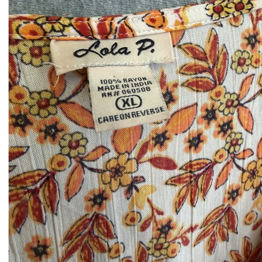 Lola‎ P. Floral Festival Cottagecore Midi Dress Peasant Boho Tiered Womens XL